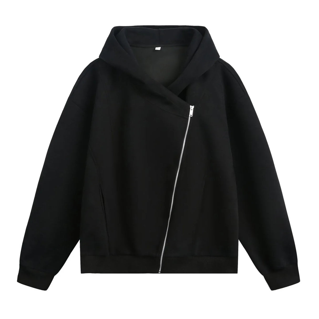 Slant Zipper Hooded Cardigan Jacket