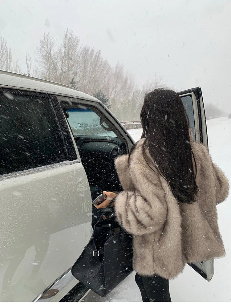 Oversized Faux Fox Fur Winter Coat