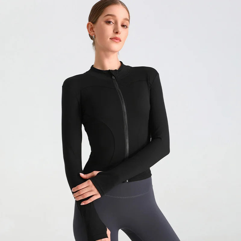 Women Slim Fit Zipper Yoga Jacket