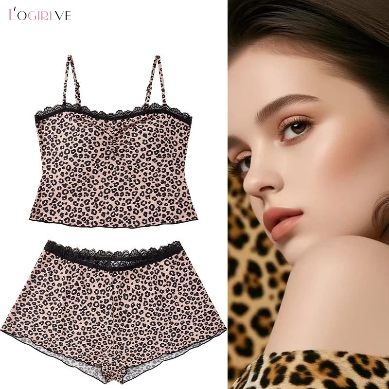 Women Lace Leopard Halter Top