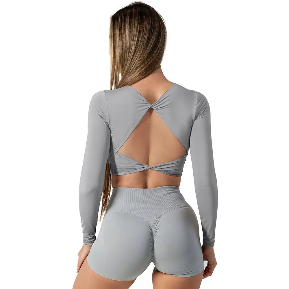 Women Open Back Long Sleeve Yoga Top
