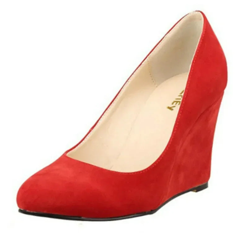 Classic Pointed Wedge Pumps – Black Faux Suede 2025