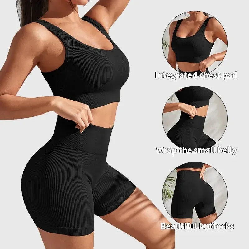 Women Seamless Ribbed Yoga Set