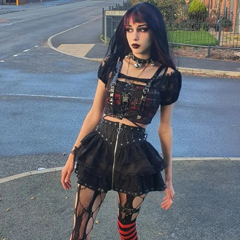 Women Zipper Gothic Mini Skirt