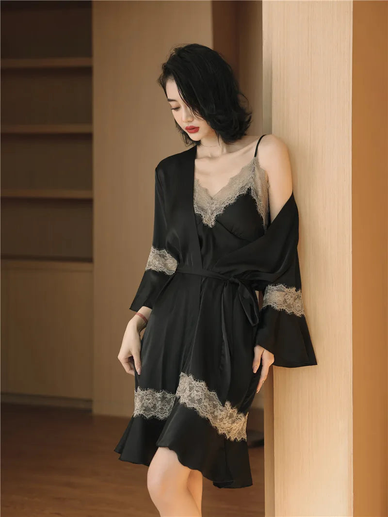 Women Ice Silk Nighty Pajamas