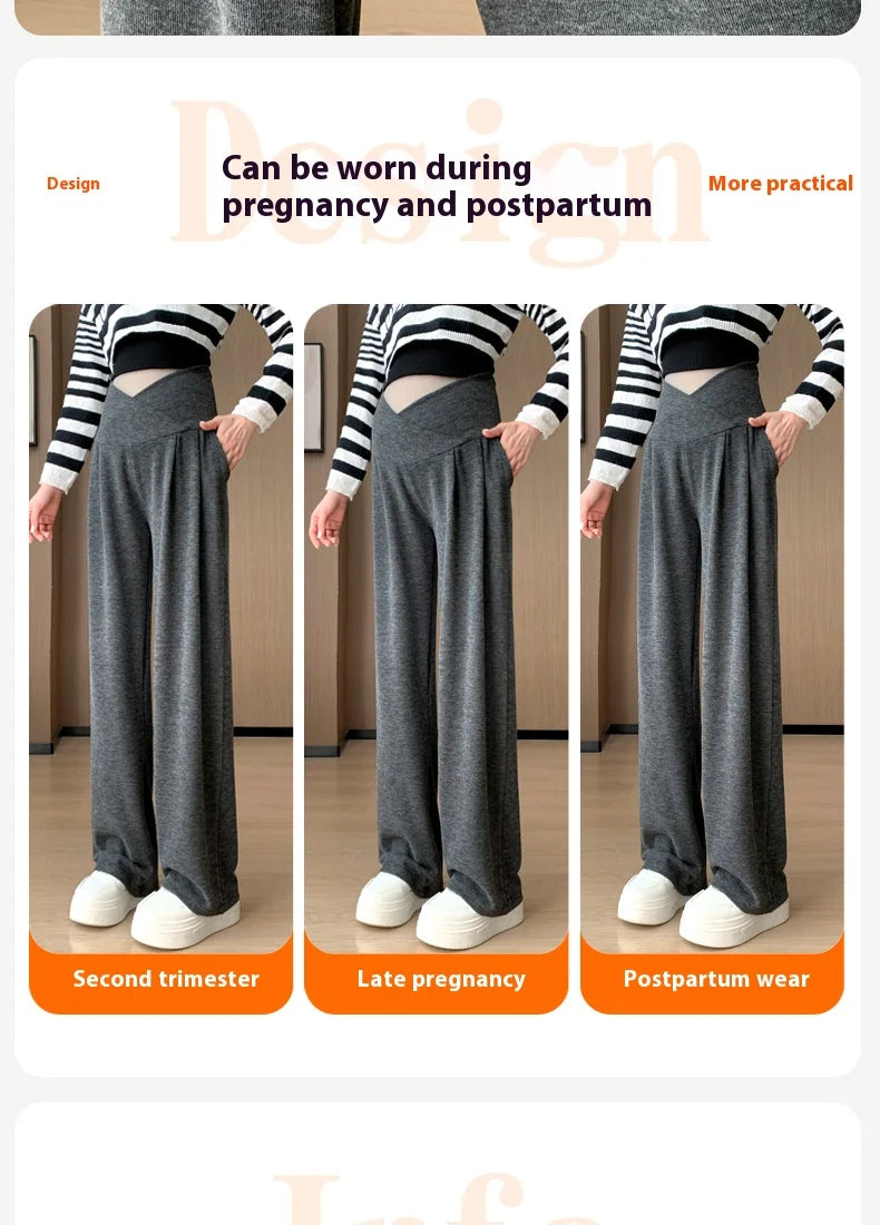 Wide-Leg Low-Waist Maternity Pants