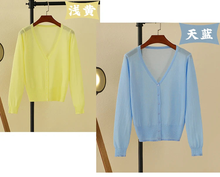 Korean V-Neck Cropped Cardigan Women's Sweater