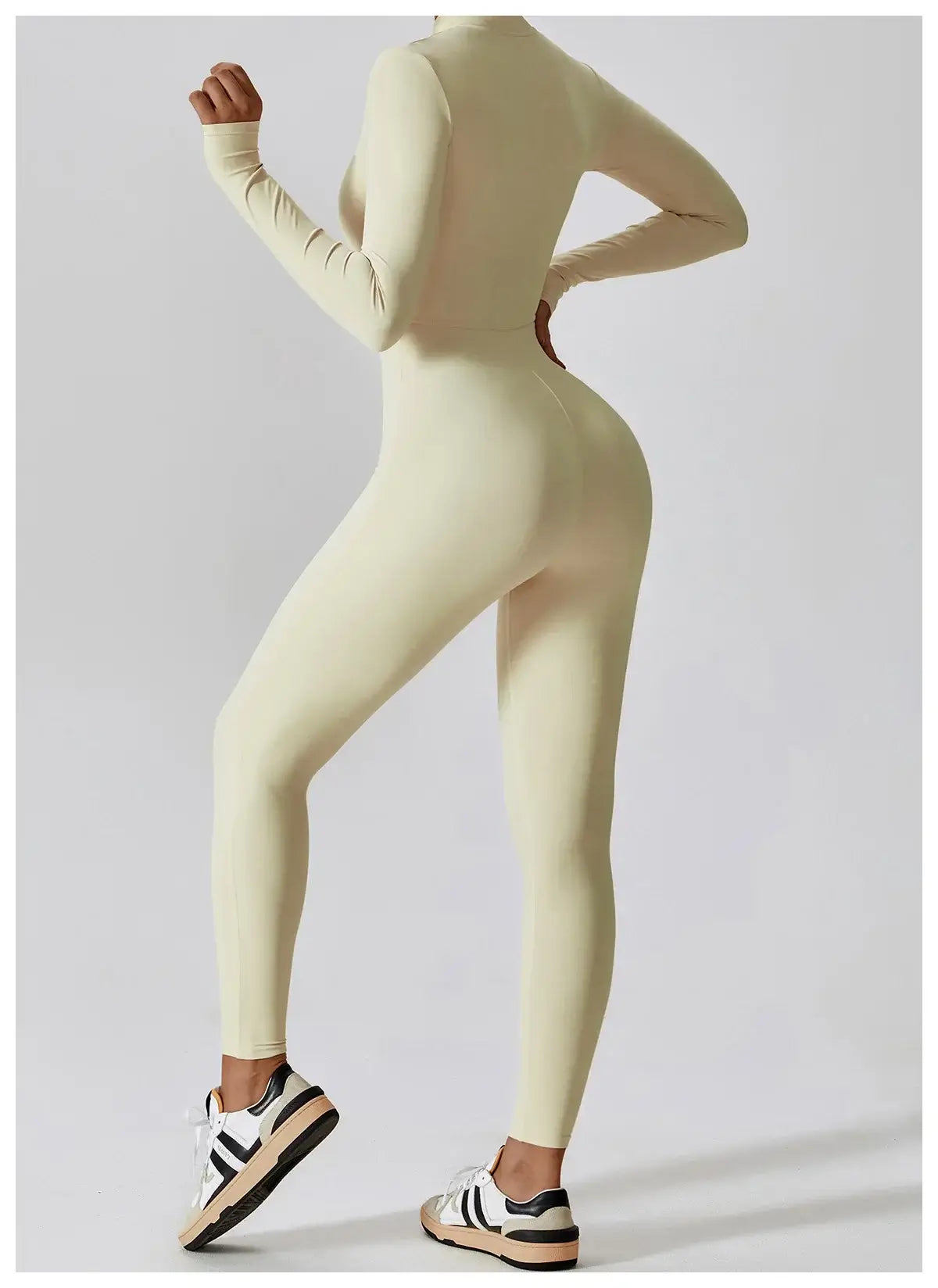 Women Fitness Zipper Long Sleeve Jumpsuit