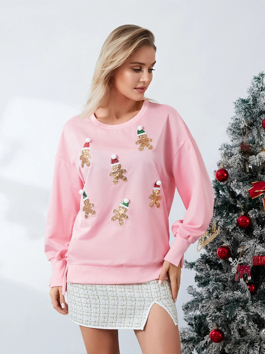 Women's Santa Claus Sequin Sweatshirt