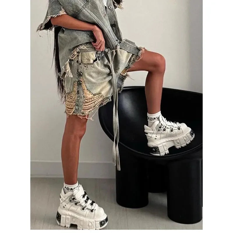 RavRipped™ – Vintage Y2K Baggy Denim Pants (Bold, Torn & Retro-Fit)