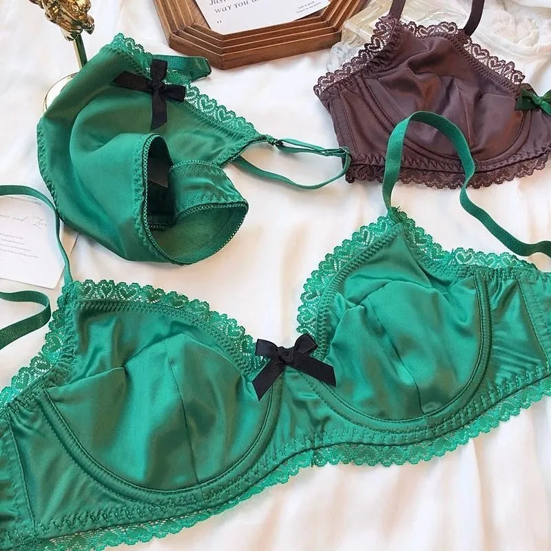Women Ice Silk Bra Set