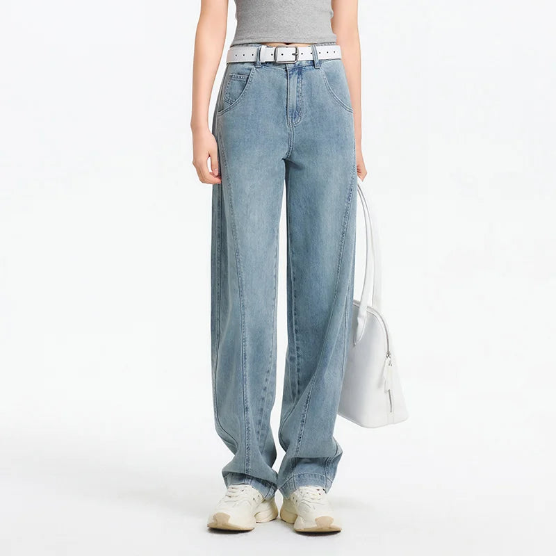 Women Curved Hem Loose Tapered Pants