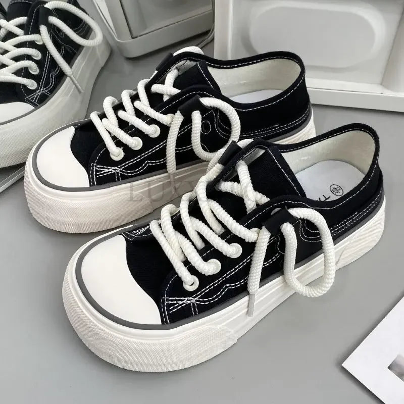 Women Canvas Sneakers Non Slip Lace Up Flats