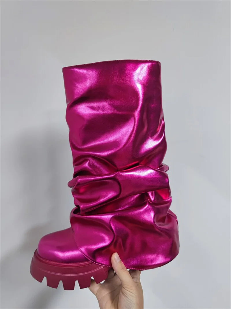 Women Mid Calf Boots Plush Lined Winter Shoes