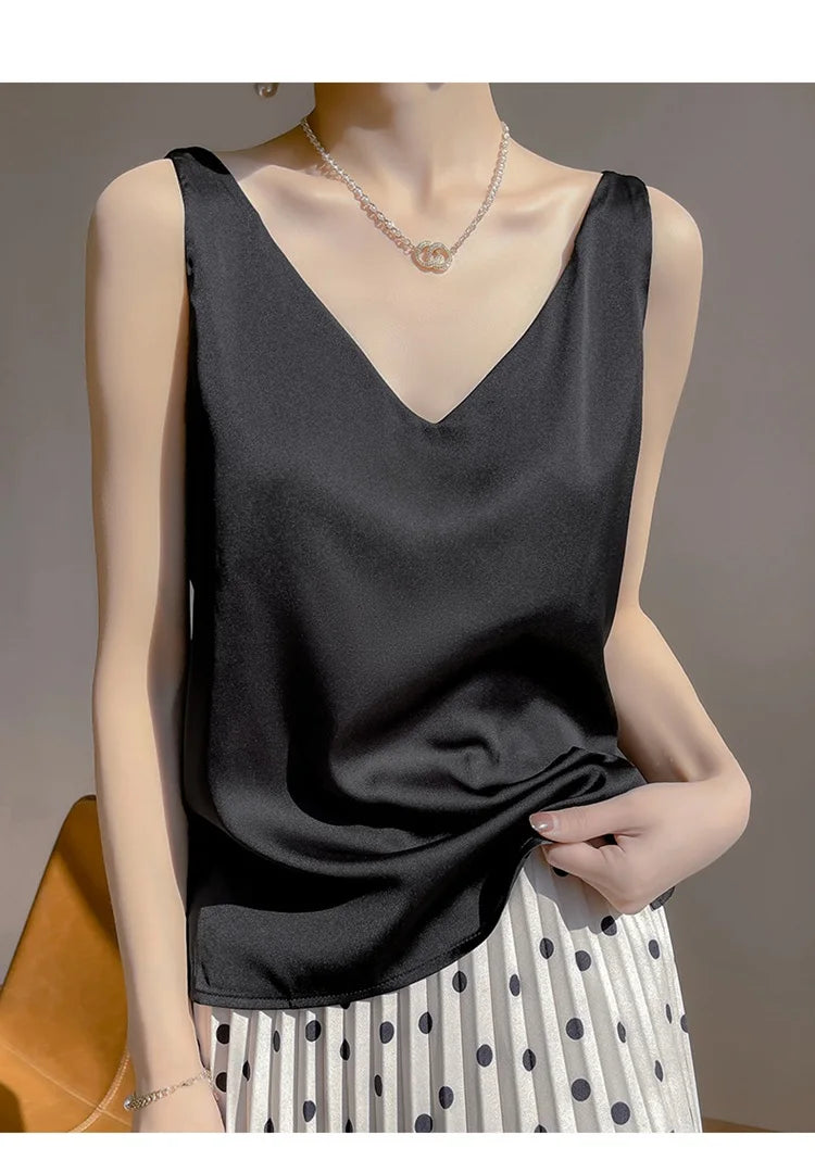 Office Lady V‑Neck Casual Tank Top