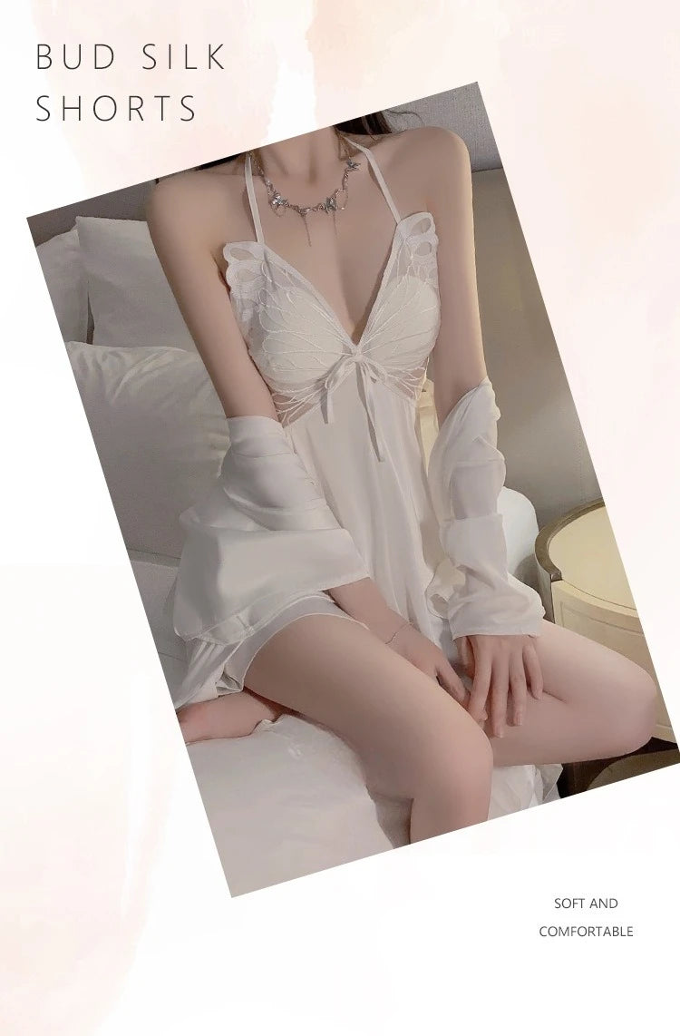 Women Bow Robe Sleep Set
