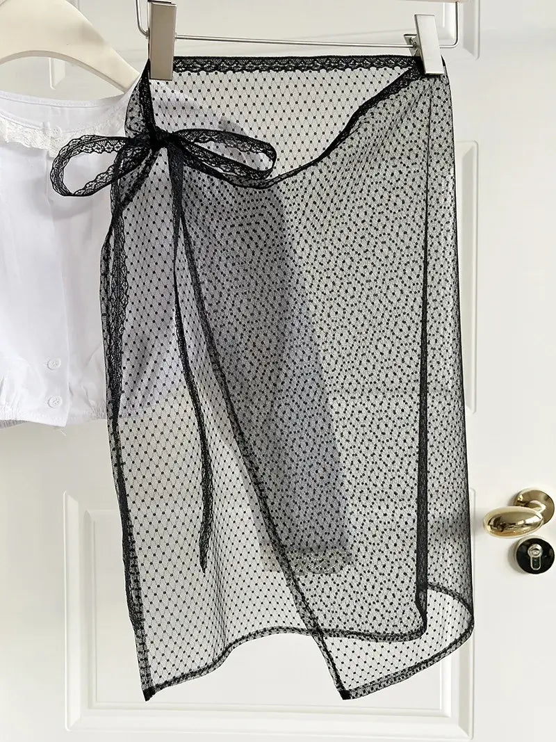 Women Vintage Lace Tulle Bandage Skirt