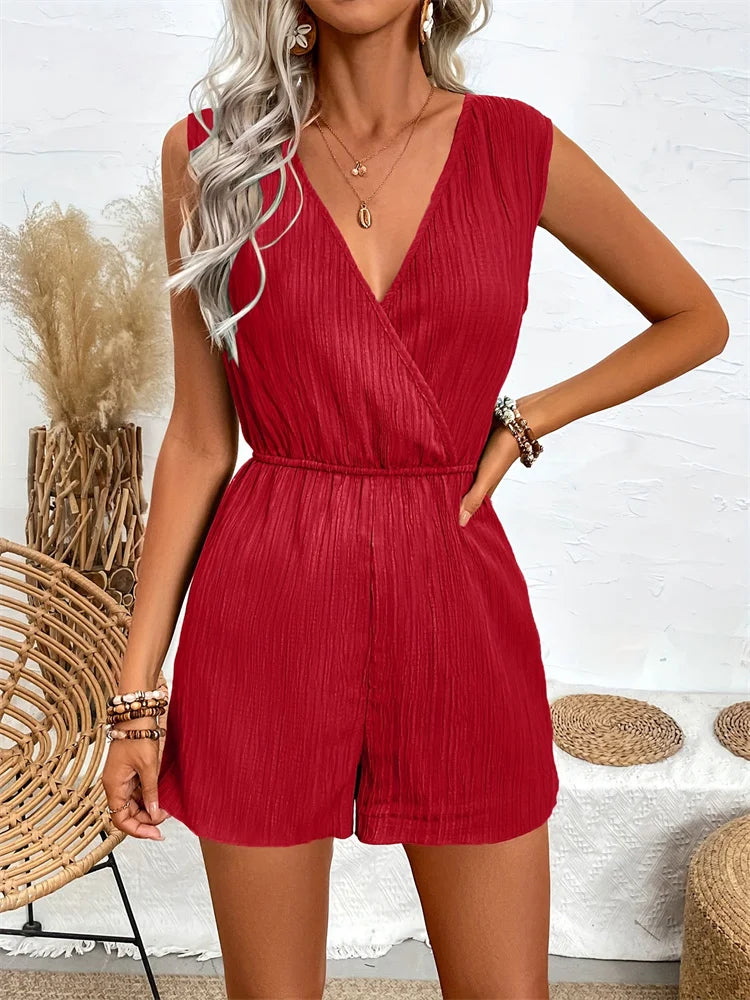 Women Cross V Neck Summer Romper