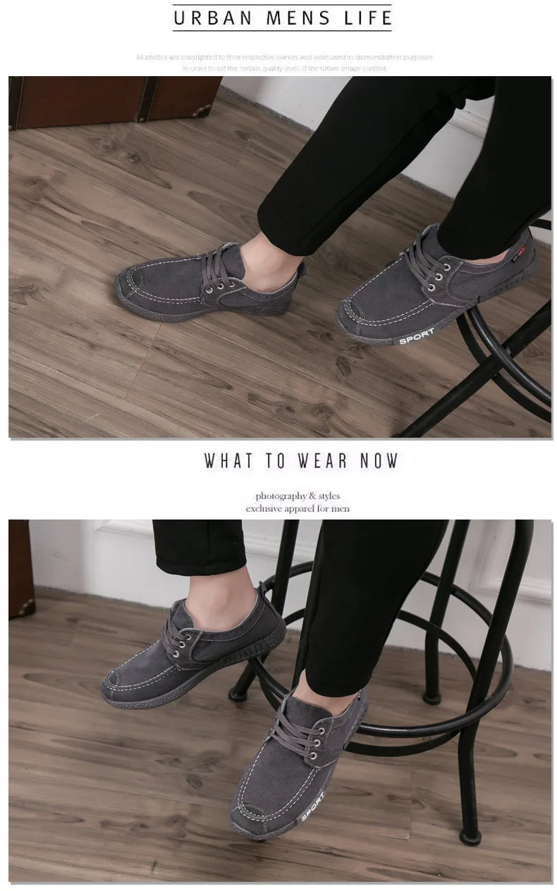 Men’s Breathable Lace-Up Canvas Sneakers