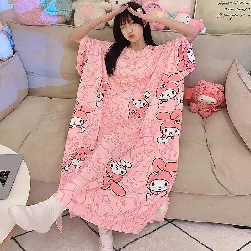 Women Cartoon Print Long Nightgown