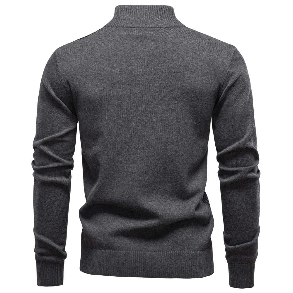 Men's Striped Cotton Turtleneck Sweater