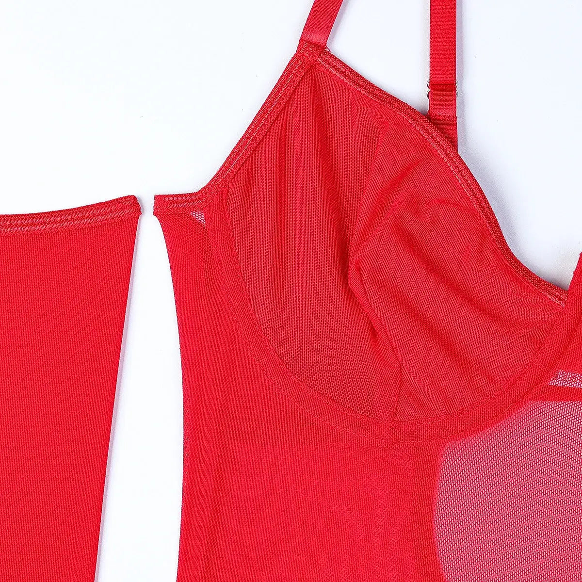 Women Mesh Splicing Suspender Jumpsuit