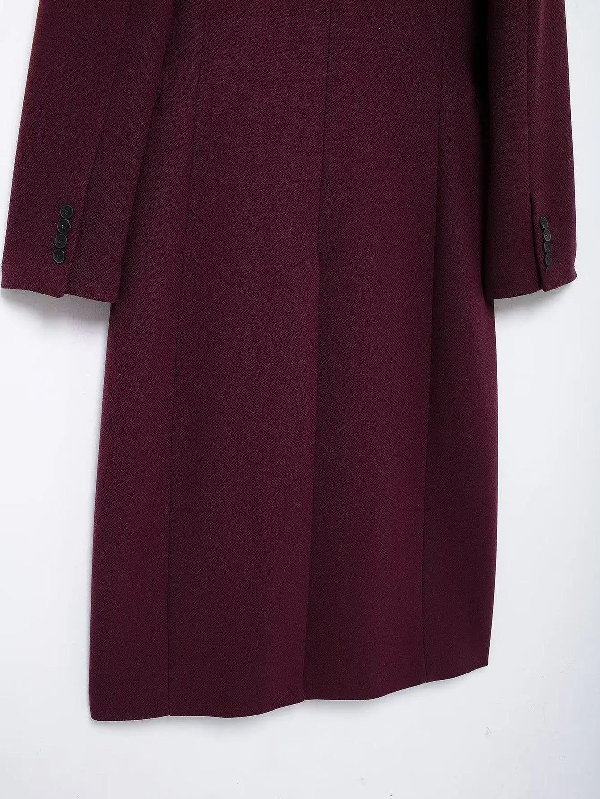 Women Burgundy Woolen Double Breasted Coat