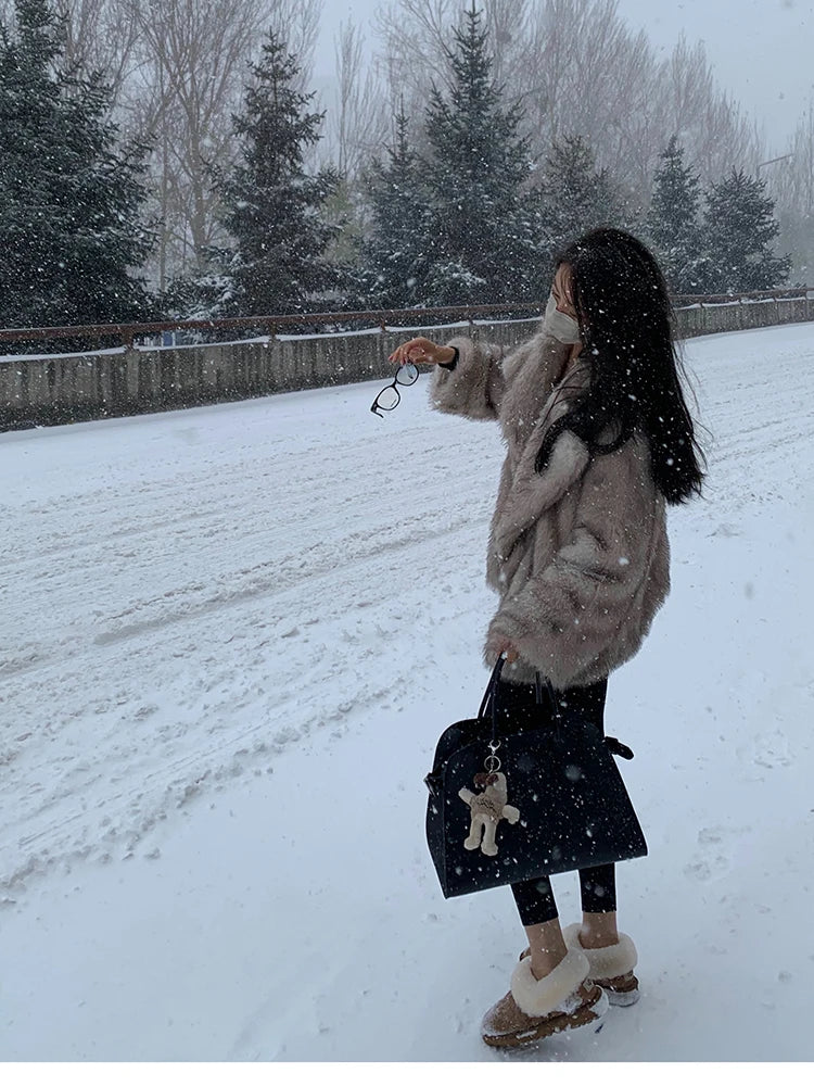 Oversized Faux Fox Fur Winter Coat