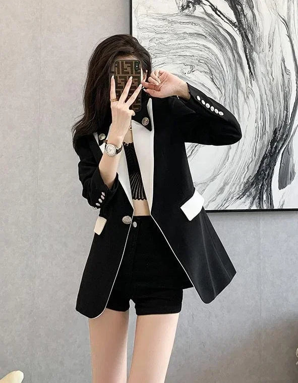 ColorFold™ – Long Tailored Blazer (Colorblock Elegance, On-Sale Collection)