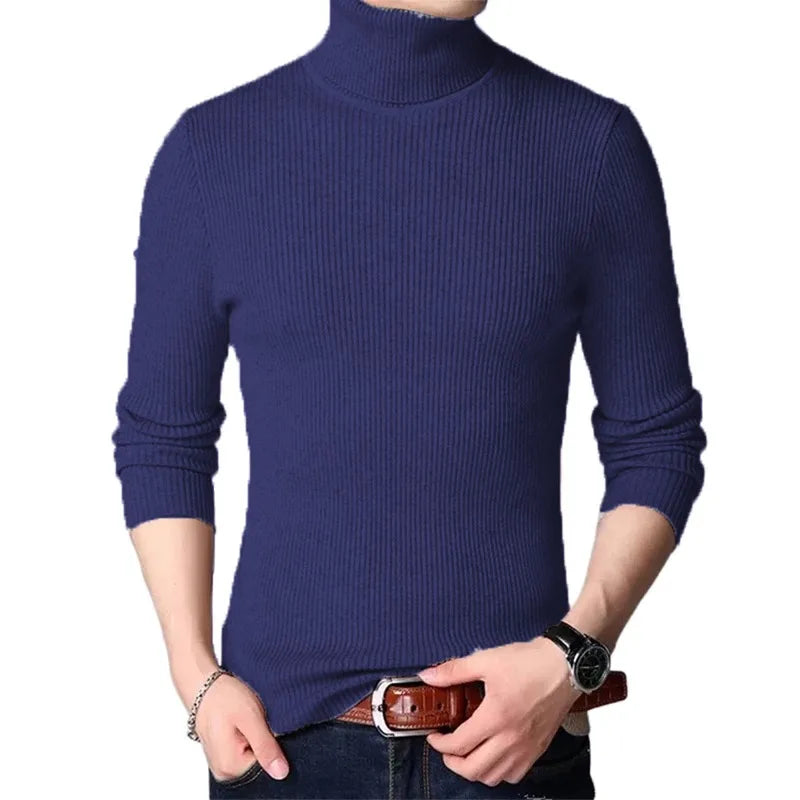 Men's Oversized Striped Turtleneck Sweater