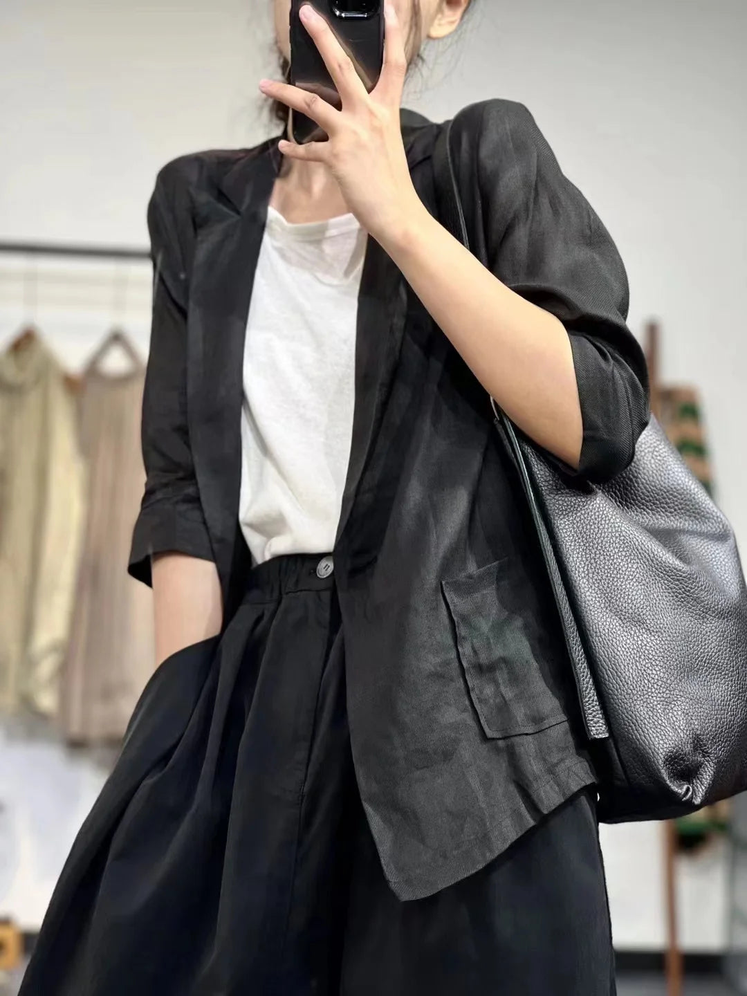 Oversized Loose Pleated Women's Blazer Coat