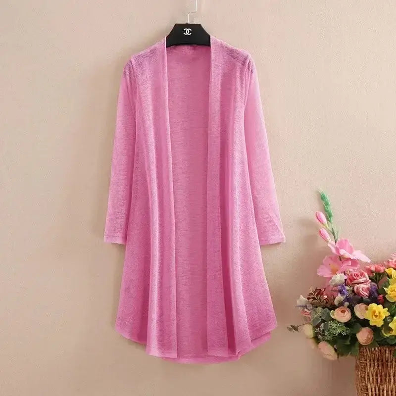 Women Ice Silk Mesh Knit Cardigan 5XL