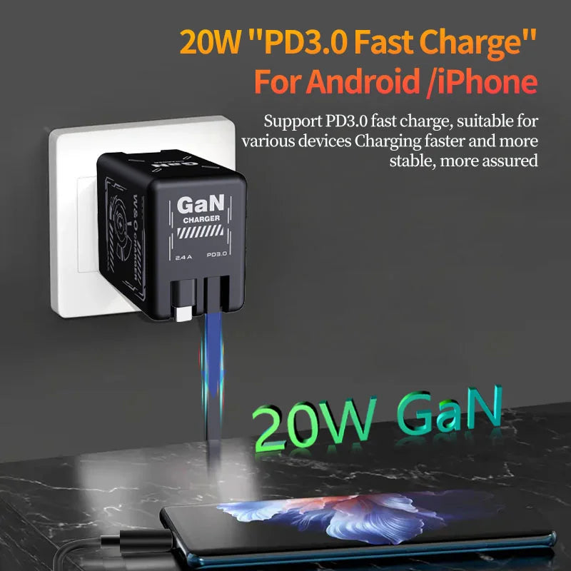120W Fast Charger with Type-C & Lightning Cable