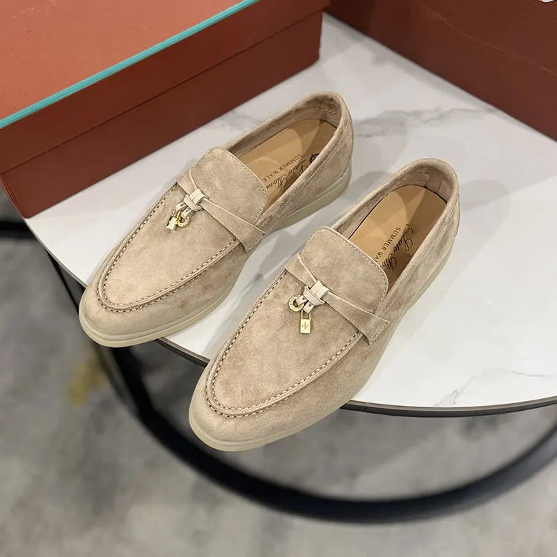 Women’s Leather Slip-On Bean Shoes Flats