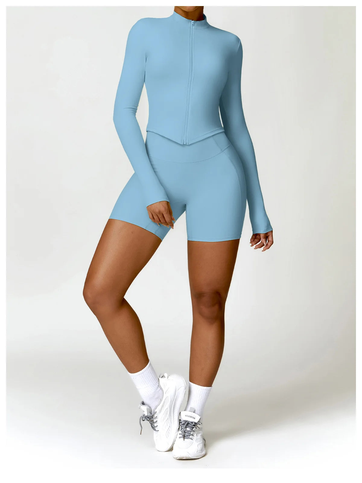 Women's Zip Long Sleeve Yoga Jacket – Gym Push-Up Sportswear Top