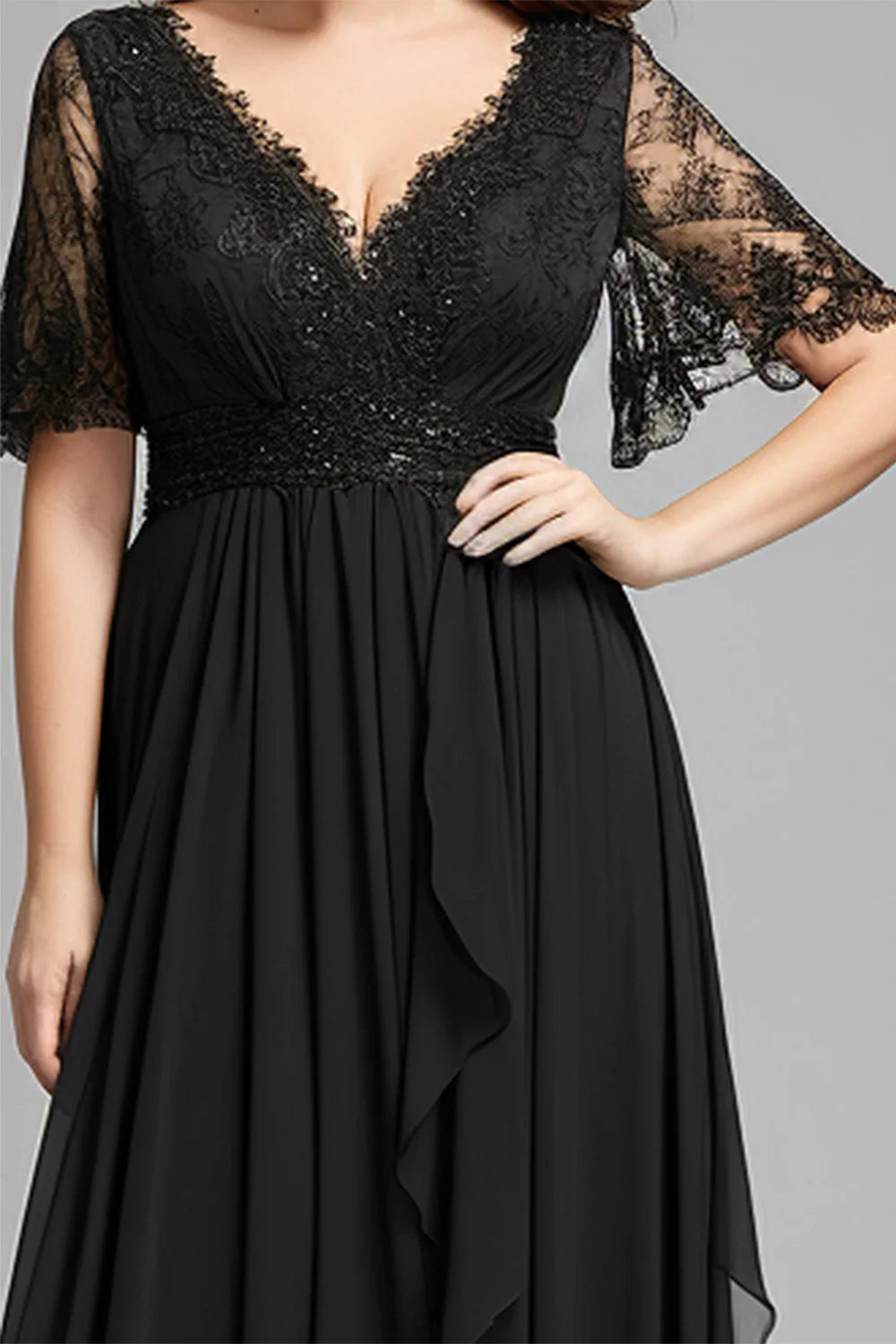 Women Black Lace Maxi Dress