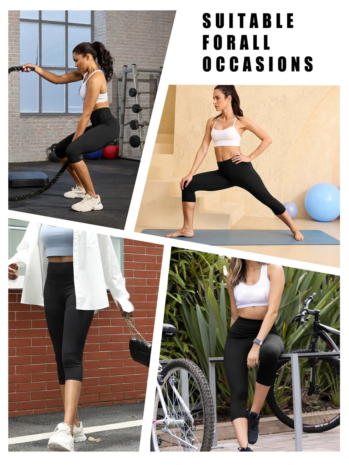Women 3-Pack High Waist Capri Yoga Leggings