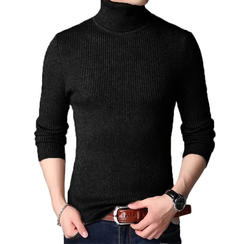 Men's Oversized Striped Turtleneck Sweater