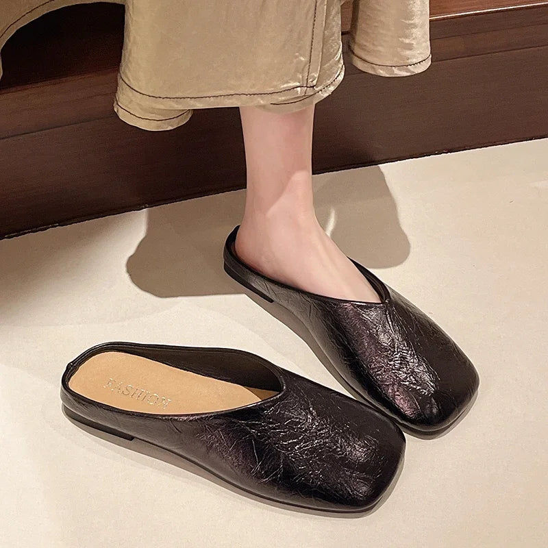 Women Mules Closed Toe Flat Slides