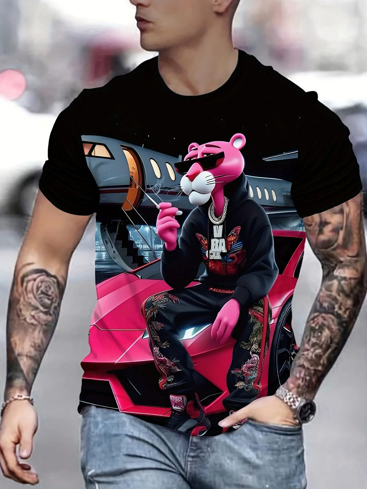 Men's Plus Size Graphic T-Shirt – Cartoon Print