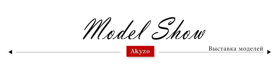 Model Show banner featuring Akyzo brand in elegant typography.