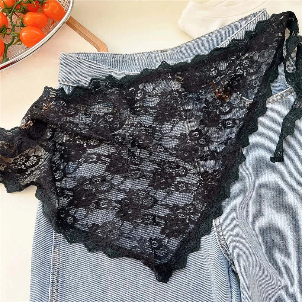 Women Embroidered Lace Mini Apron Skirt