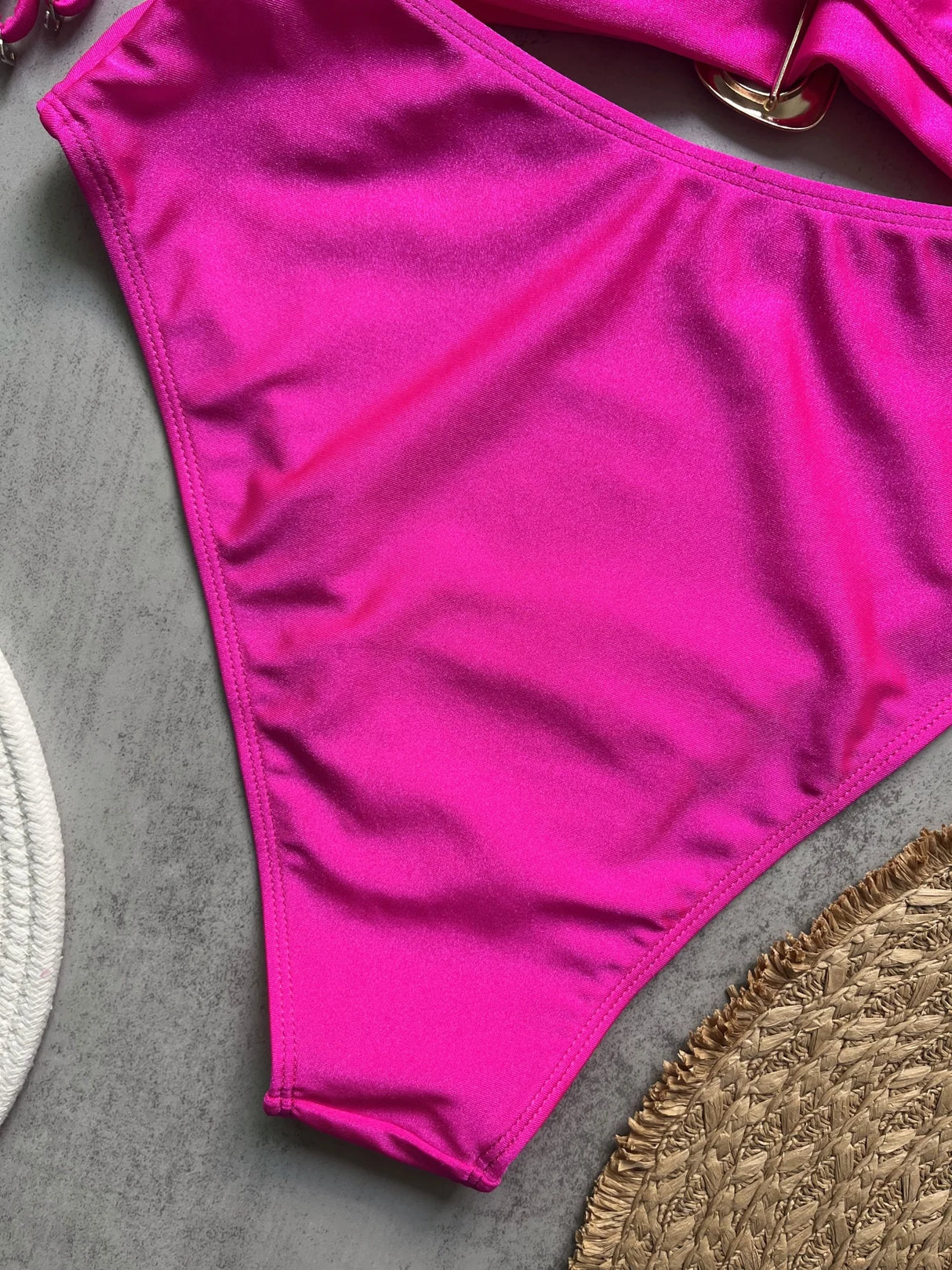 Women Metal Ring Bandeau Swimsuit