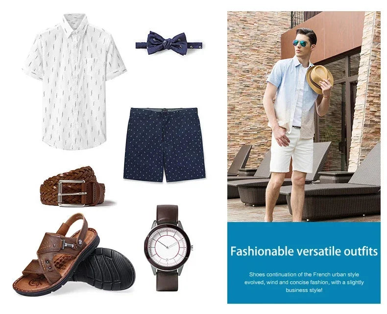 Men Leather Buckle Casual Sandals