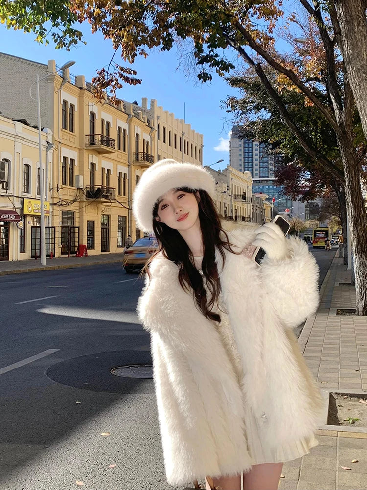 Oversized Faux Fox Fur Winter Coat
