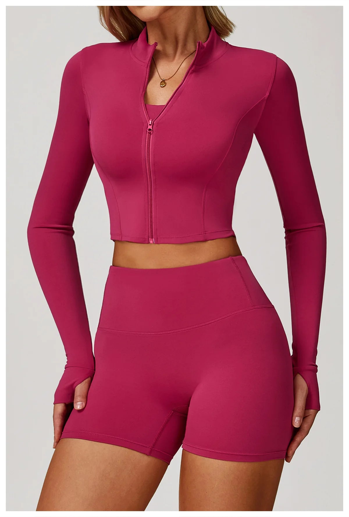 Women's Sexy Zip Long Sleeve Yoga Jacket – Workout Running Cycling Top