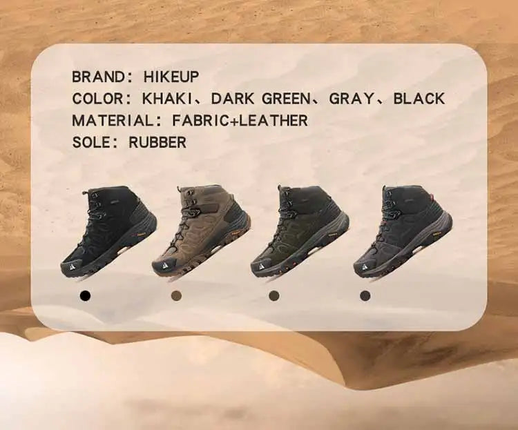 HIKEUP Men High Top Outdoor Hiking Boots