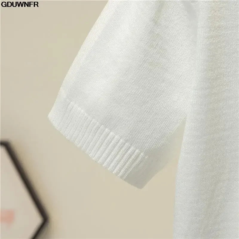 Women's Short Sleeve Crop Knit Sweater