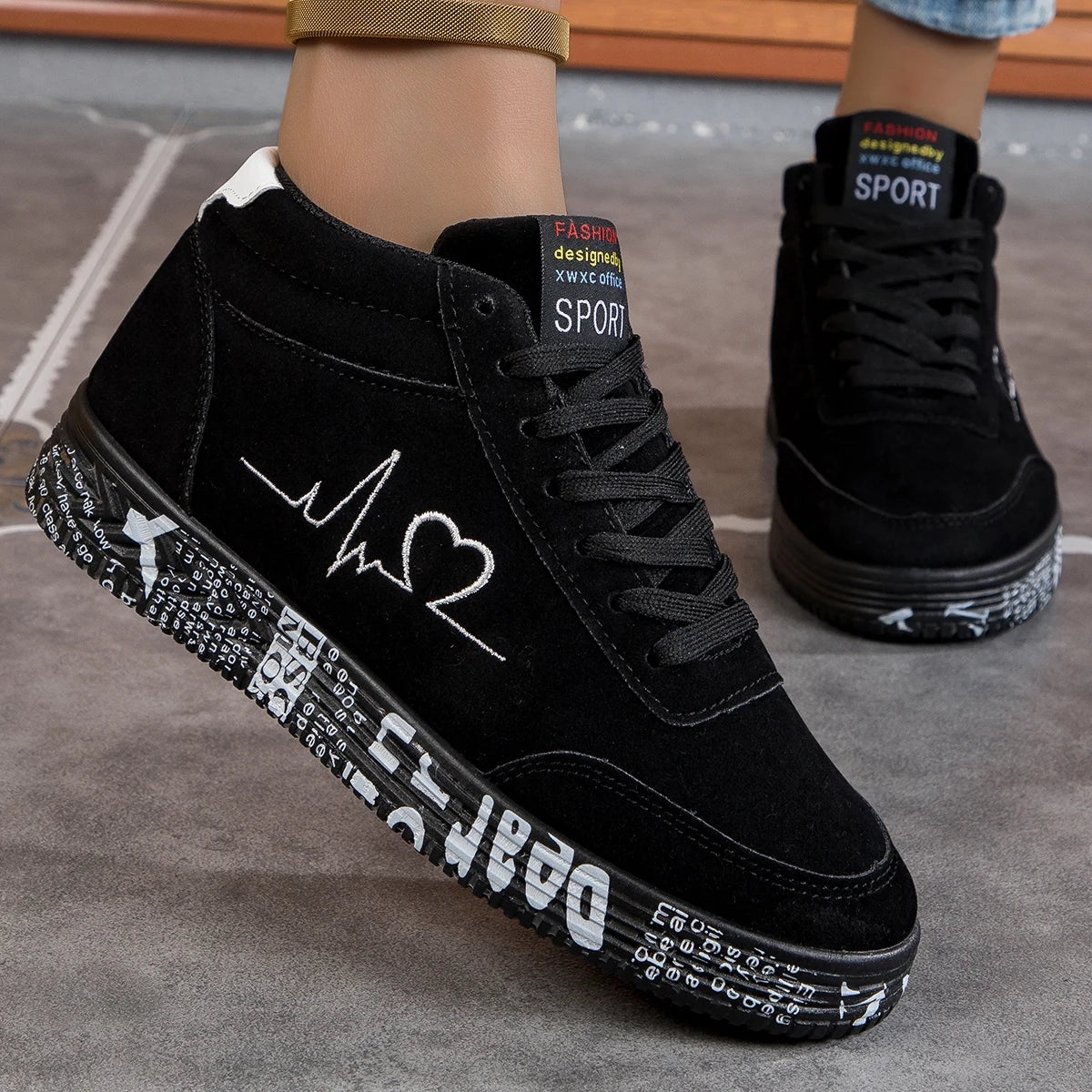 Women Canvas Shoes Valentine Red Love Sneakers