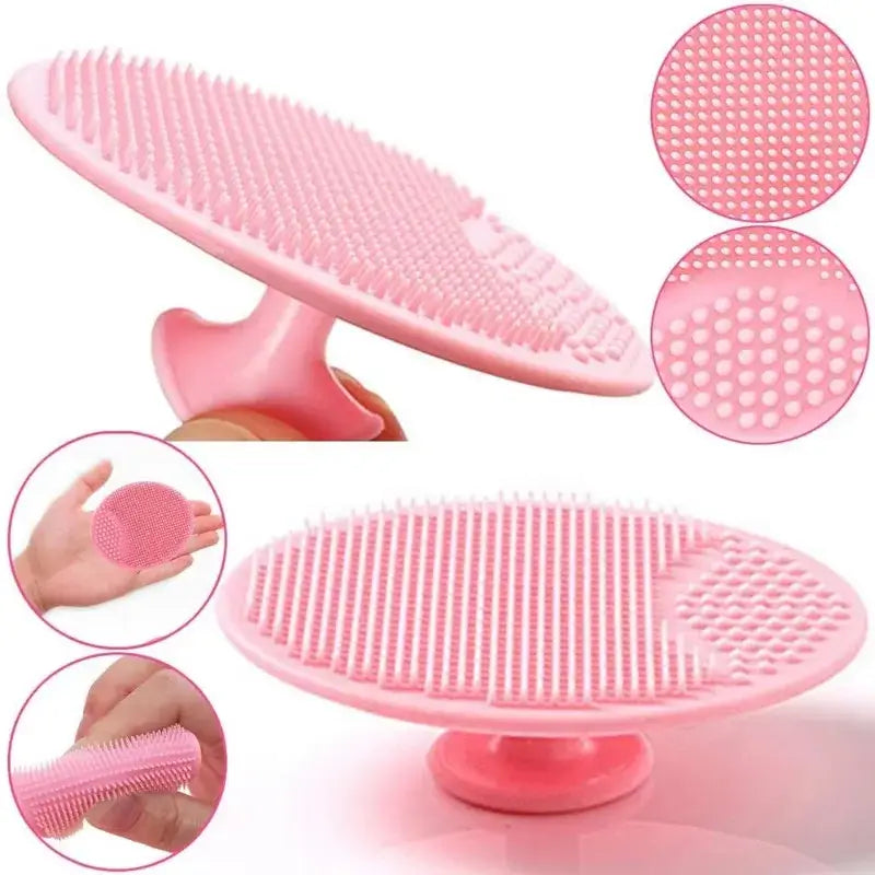 Baby silicone bath brush with textured surface for gentle cleaning during bath time, suitable for newborns and infants.